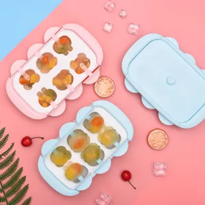 Siliconen ijsvorm DIY schattige cartoon ijslolly doos met deksel voor kinderen jelly desserts.