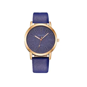 Orologio al quarzo donna cinturino pelle blu cassa oro elegante orologio casual da polso