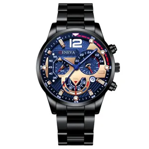 Orologio quarzo uomo cinturino acciaio inossidabile moda business luminoso quotidiano