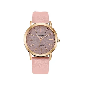 Orologio donna quarzo cinturino pelle rosa quadrante rotondo oro rosa elegante