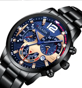 Orologio da uomo al quarzo in acciaio inossidabile elegante luminoso impermeabile
