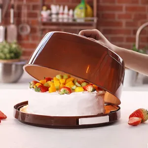 Scatola per Torte in Plastica Ispessita Contenitore di Cottura PP Portatile Con Maniglia e Fibbie Sicure per Festa di Compleanno