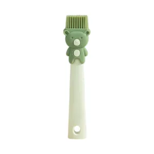 Cute silicone oil brush for barbecue and baking with bear design, kitchen heat resistant tool.
