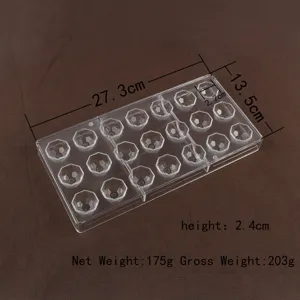 Transparante 21 holte gefaseerde sferische chocoladevorm DIY bakgereedschap keuken gadget plastic