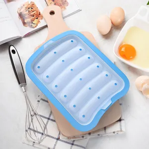 Siliconen Worstenmal Hotdog Doos Met Deksel DIY Bakgerei Keukenhulpmiddel Anti-Aanbak Flexibele Thuis Bakvorm