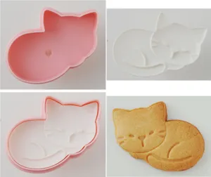 Leuke slapende kat koekjessnijder set, plastic bakvorm voor koekjes en gebak DIY maken thuis.