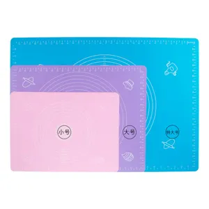 Thickened silicone kneading rolling mat with scale and size guides for home kitchen