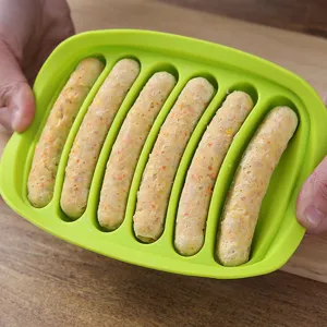Siliconen worstvorm 6 holtes hotdogmaker DIY bakgereedschap keukengadget in groen