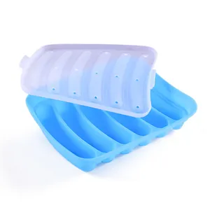 Siliconen hotdogvorm met deksel 6-gaats worstmaker DIY bakken keukengereedschap blauw wit