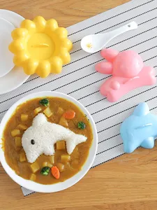Cute Cartoon Animal Rabbit Dolphin Rice Ball Mold Kids Bento Sushi DIY Making Tool Kitchen Baking Mold Set