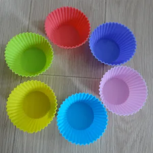 7cm kleurrijk ronde siliconen cake vorm muffin kopje bakken gelei mal set voor keuken
