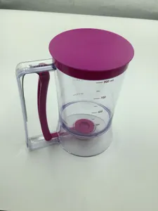 Plastic beslagdispenser met paarse deksel, 900ml trechter voor het bakken van taarten en wafels.