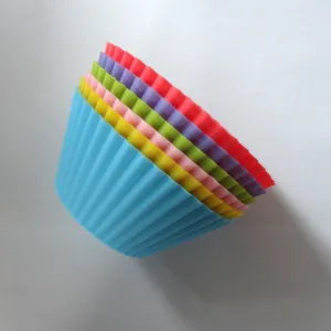 Kleurrijke 7cm ronde siliconen cupcake vormpjes bakvormen voor muffins en gebak