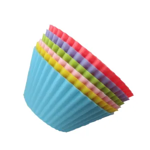 7cm kleurrijke ronde siliconen cupcake vormpjes bakken muffinvormpjes set voor keuken
