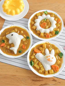 Cartoon baby rice mold, cute kids bento sushi DIY mold, dolphin rabbit baking mold set.