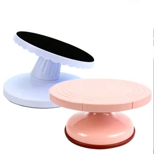 Plastic cake turntable stand for baking and decorating cakes smoothly. Essential DIY tool.