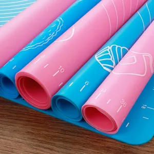 Silicone Kneading Mat Non Stick Pastry Baking Mat With Measurement Scales Roll Up Baking Pad Kitchen Counter Mat