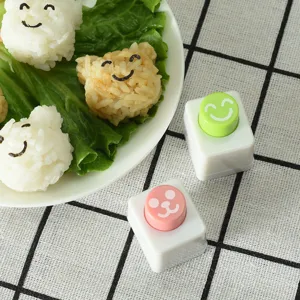 Cute cartoon mini rice ball mold, DIY kitchen sushi maker with seaweed embossing stamp