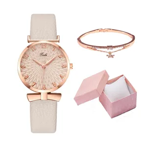 Set regalo orologio donna e bracciale alla moda con movimento al quarzo e scatola