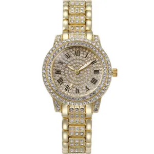 Orologio Donna Oro Strass Quarzo Lusso Cristallo Bracciale Brillante Moda per Regalo Signora