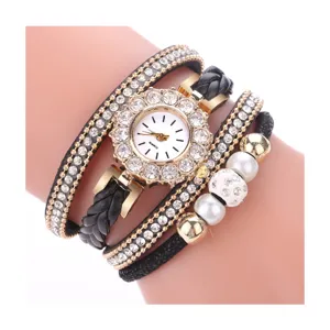 Damen mehrlagig Wickeluhr Quarz Strass Perle Mode Freizeit Armbanduhr elegant chic