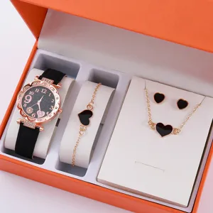Set orologio bracciale collana orecchini donna cinturino pelle scatola regalo lusso