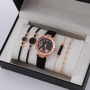 Set orologio e bracciali da donna 5 pezzi orologio al quarzo alla moda confezione regalo