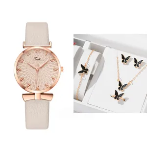 Orologio quarzo donna e set gioielli farfalla elegante idea regalo dettaglio prodotto vista