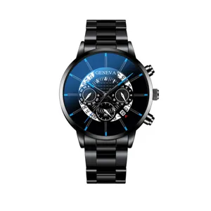 Orologio quarzo uomo cinturino metallo nero casual moda elegante polso accessorio stile