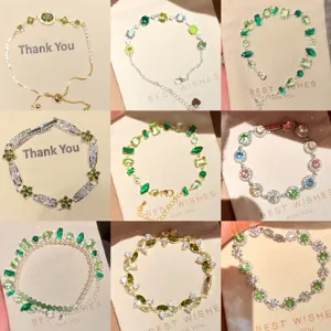 Elegante Kupfer Strass Blume Tränenform Armband Verstellbar Süß Leicht Luxus Handgelenkkette Schmuck Für Damen Party Geschenk