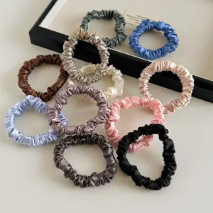 Koreanischer Stil Satin Haargummis Einfarbig Elastische Haarbänder Nahtlose Schmale Haarrringe Pferdeschwanz Halter Zubehör