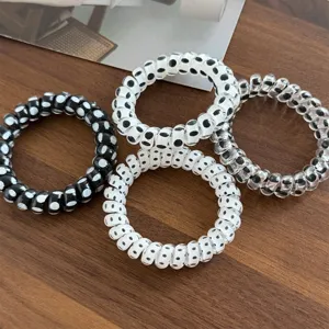 Telefoonsnoer Haarelastiekjes Polkadots Voor Vrouwen Hoge Elasticiteit Naadloze Spiraal Haarband Ponytail Houder Accessoires
