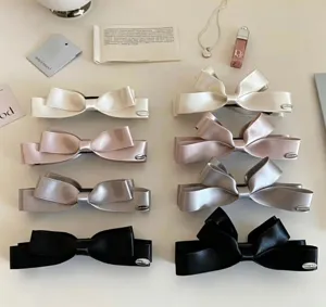 Koreanische Satin Schleife Bananenklammer elegante einfarbige Haarklammer für Damen