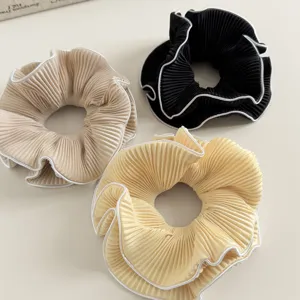 Grote geplooide haarelastiekjes in Koreaanse stijl, elegante elastische haaraccessoires.