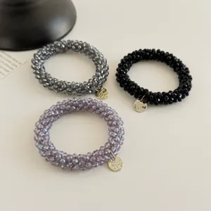 Koreanische Kristall Perlen Haargummis Metall Anhänger Mode Armbänder vielseitige Haarschmuck Damen