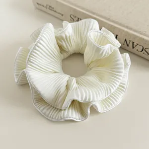 Koreaanse stijl geplooide grote haarelastiek wit elastische haarband elegante haaraccessoire