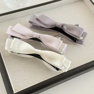 Koreanische Satin Schleife Haarklammer elegante einfarbige vertikale Bananen Clip Haaraccessoires