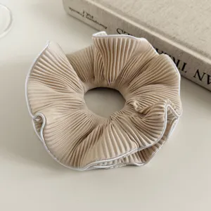 Koreaanse stijl geplooide volant grote haarelastiek elegante elastische paardenstaart houder