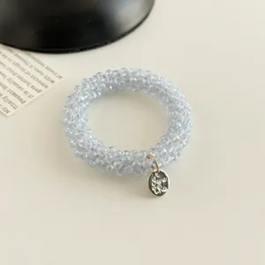 Koreanisches exquisites Kristallperlen-Haargummi Armband mit Metallanhänger Detailansicht