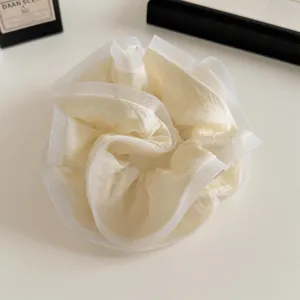 Franse stijl elegante mesh haarscrunchie, lichtgewicht gerimpelde rand voor vrouwen en meisjes dagelijks.