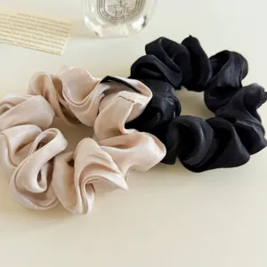 Silk satin hair scrunchies set, elegant glossy ponytail holder, hair accessories for women.