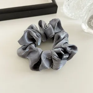 Elegant pearl yarn scrunchie grey glossy hair tie for women daily ponytail styling accessories