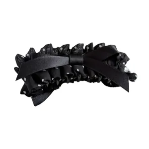 Korean polka dot bow banana hair clip, stylish half-tied high ponytail black hair accessory.
