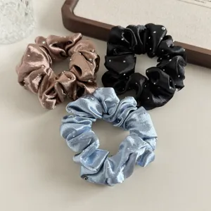 Satin Strass gefaltete Haargummis Set, elegante Haaraccessoires für Damen und Mädchen.