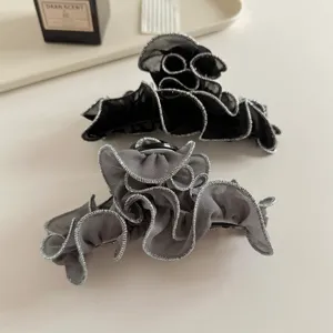 Artiglio dei Capelli dello Stile Coreano Elegante del Chiffon della Rete delle Pieghe del Bordo Arrotolato Grande per Donne