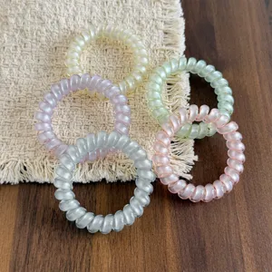 Fresh Candy Color Telephone Cord Hair Tie High Elasticity Spiral Hair Rope Sweet Girls Ponytail Holder Plastic Resin Hair Band