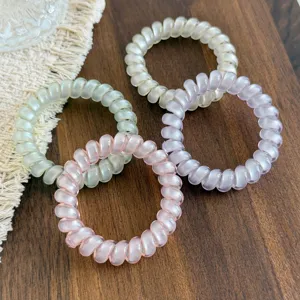 Candy color spiral hair ties cute phone cord hair ropes elastic ponytail holders set for women
