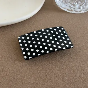 Schwarze und weiße gepunktete Haarklammer, elegante geometrische Haarspange für den Alltag.