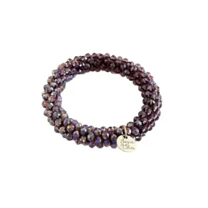 Elegantes violettes Kristallperlen Armband und Haargummi mehrschichtig glitzerndes Accessoire Damen
