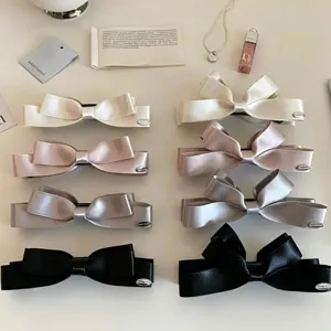Koreanischer Stil Satin Schleife Bananen-Clip Für Damen Eleganter Einfarbiger Haargreifer Zartes Pendeln Haarschmuck